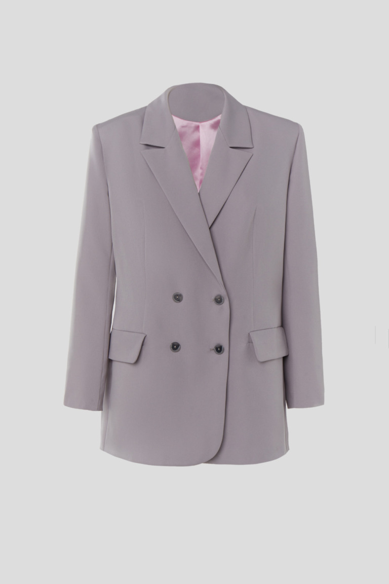 Double-breasted grey blazer