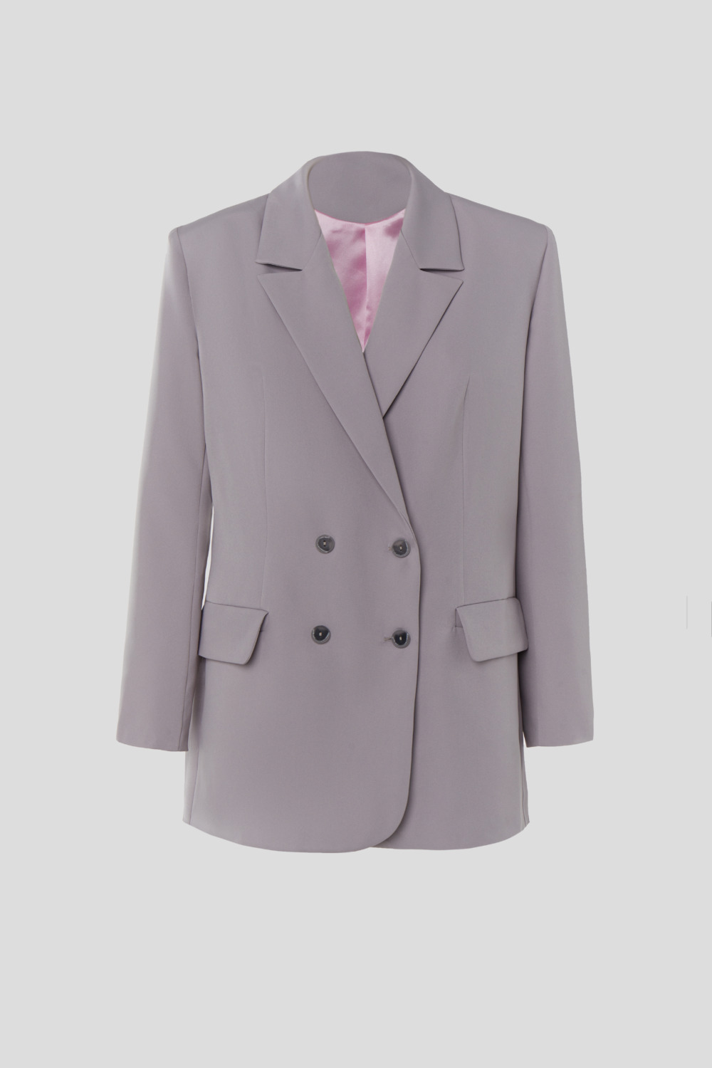 Double-breasted grey blazer