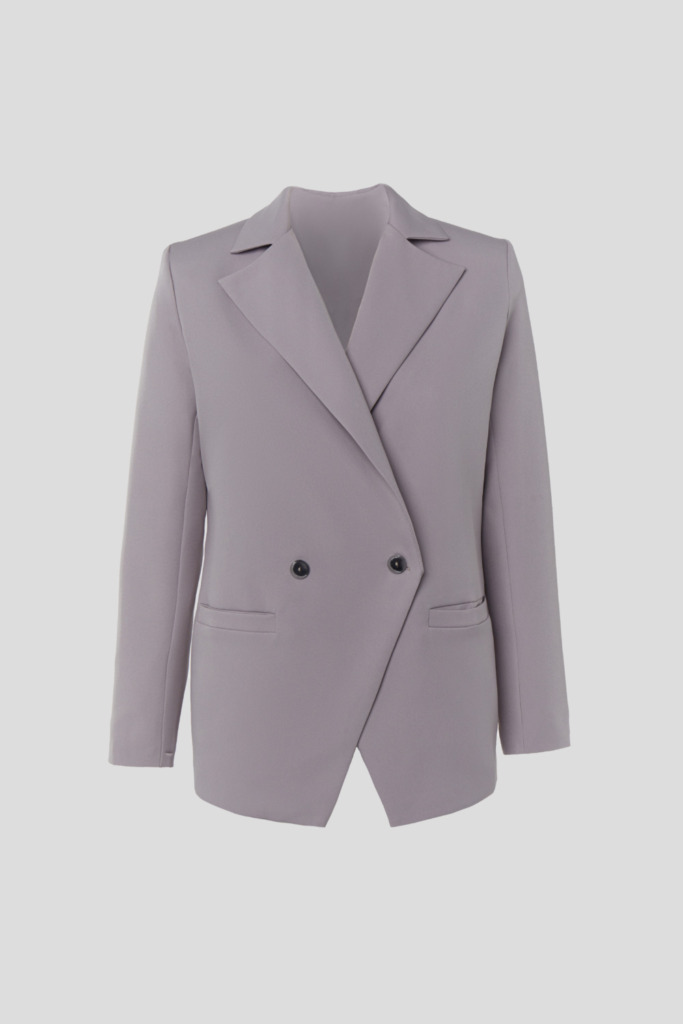 Gray straight-cut blazer