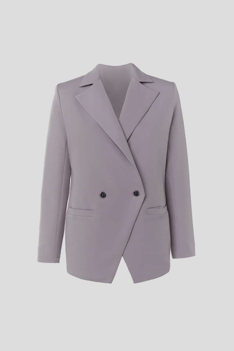 Gray straight-cut blazer