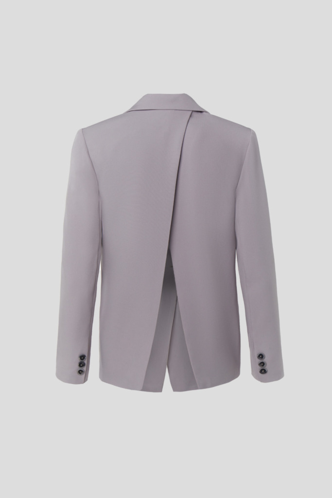 Gray straight-cut blazer