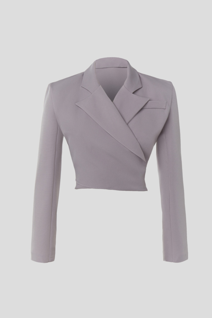 Short gray wrap blazer