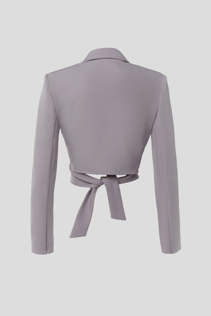 Short gray wrap blazer