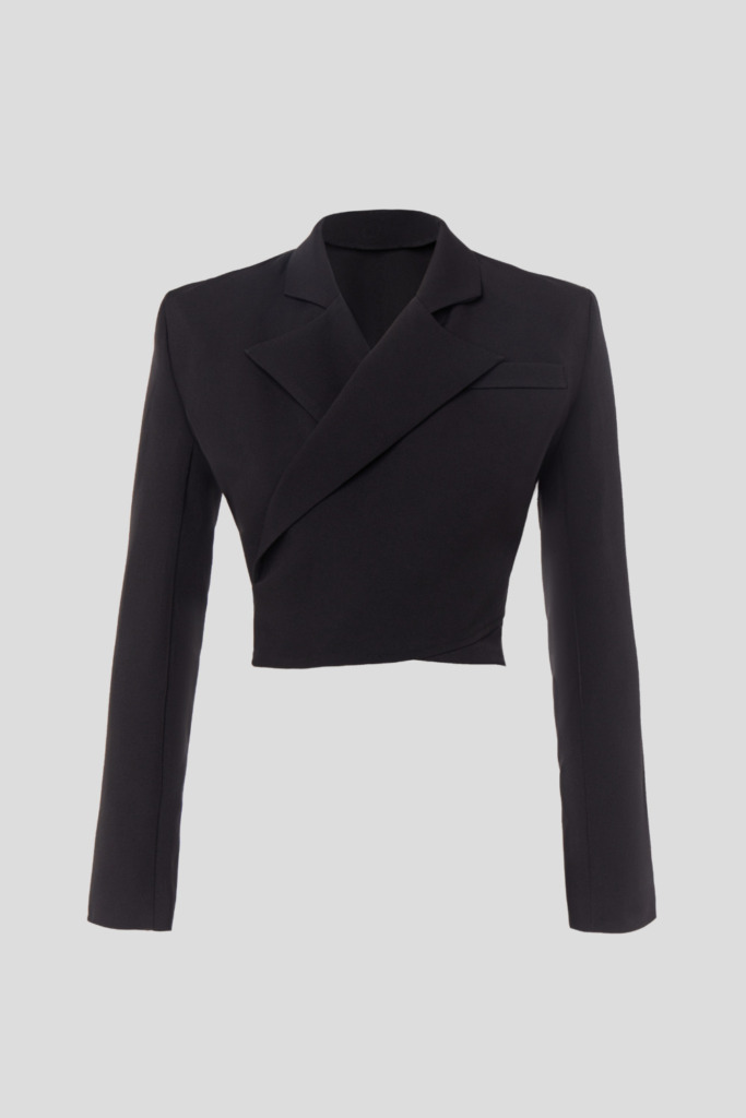 Short black wrap blazer