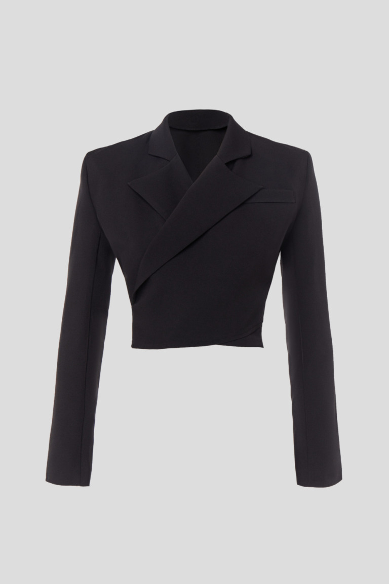 Short black wrap blazer