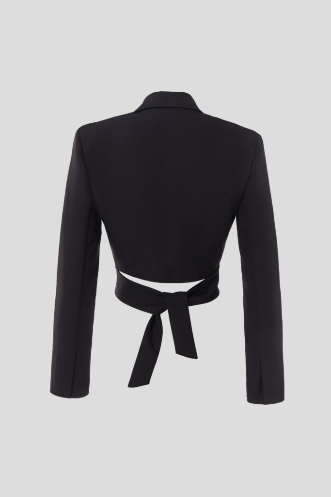 Short black wrap blazer