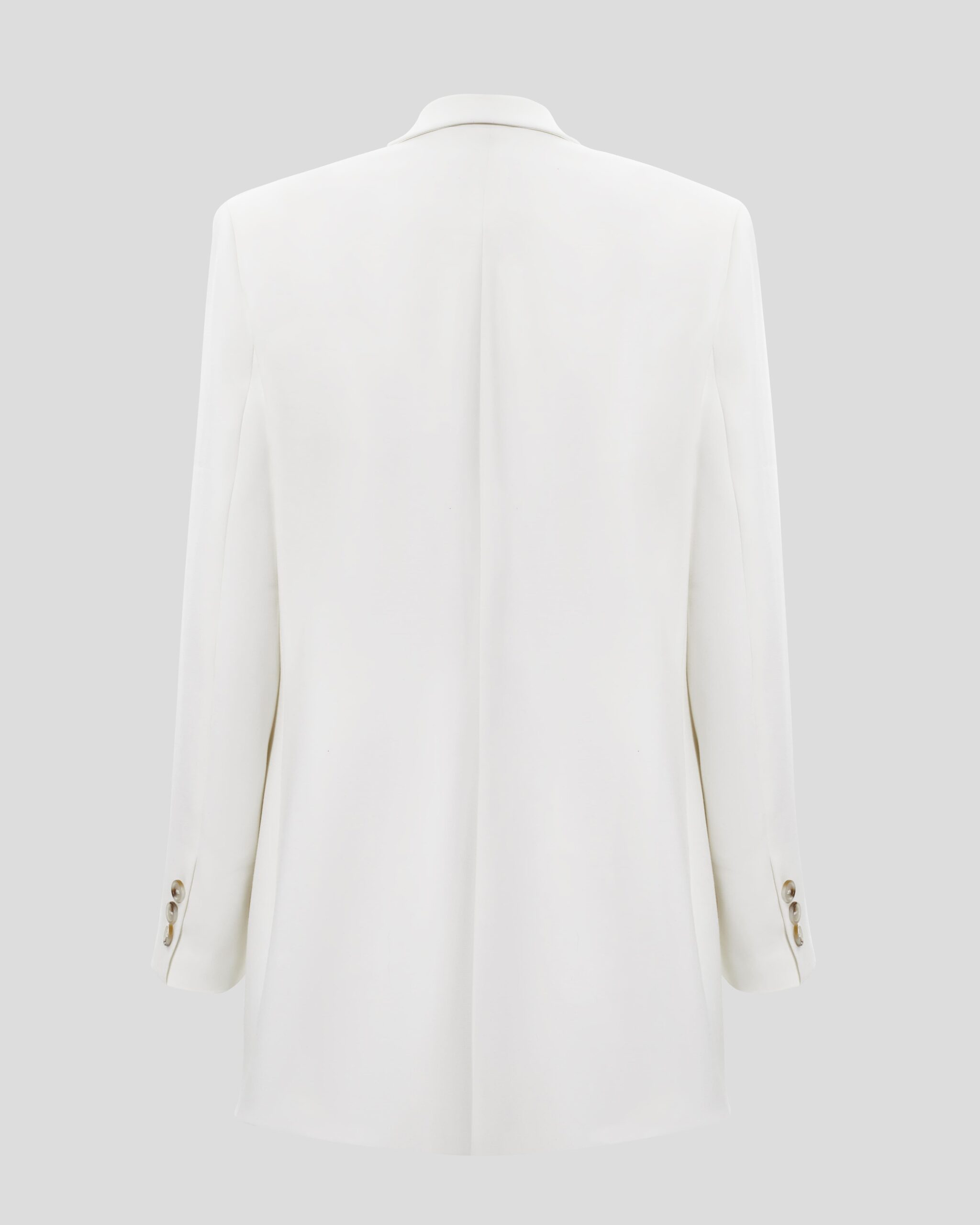 Double-breasted white blazer