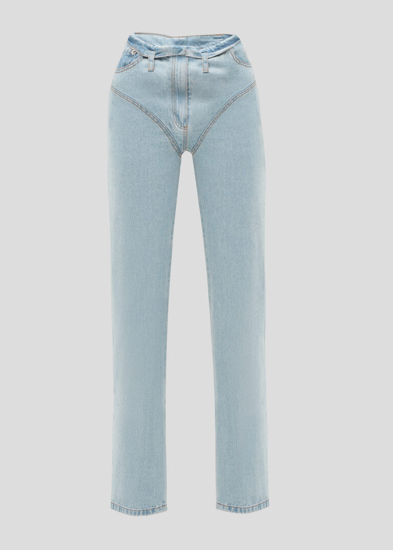 Blue jeans with underwear imitation
