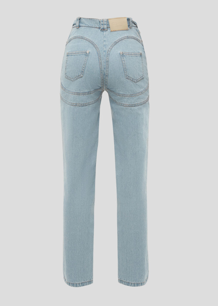 Blue jeans with underwear imitation