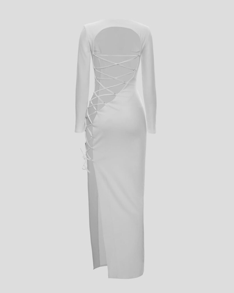 White midi dress with lacing