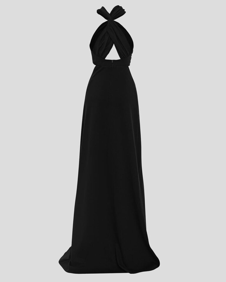 Black maxi dress with accentuated bodice