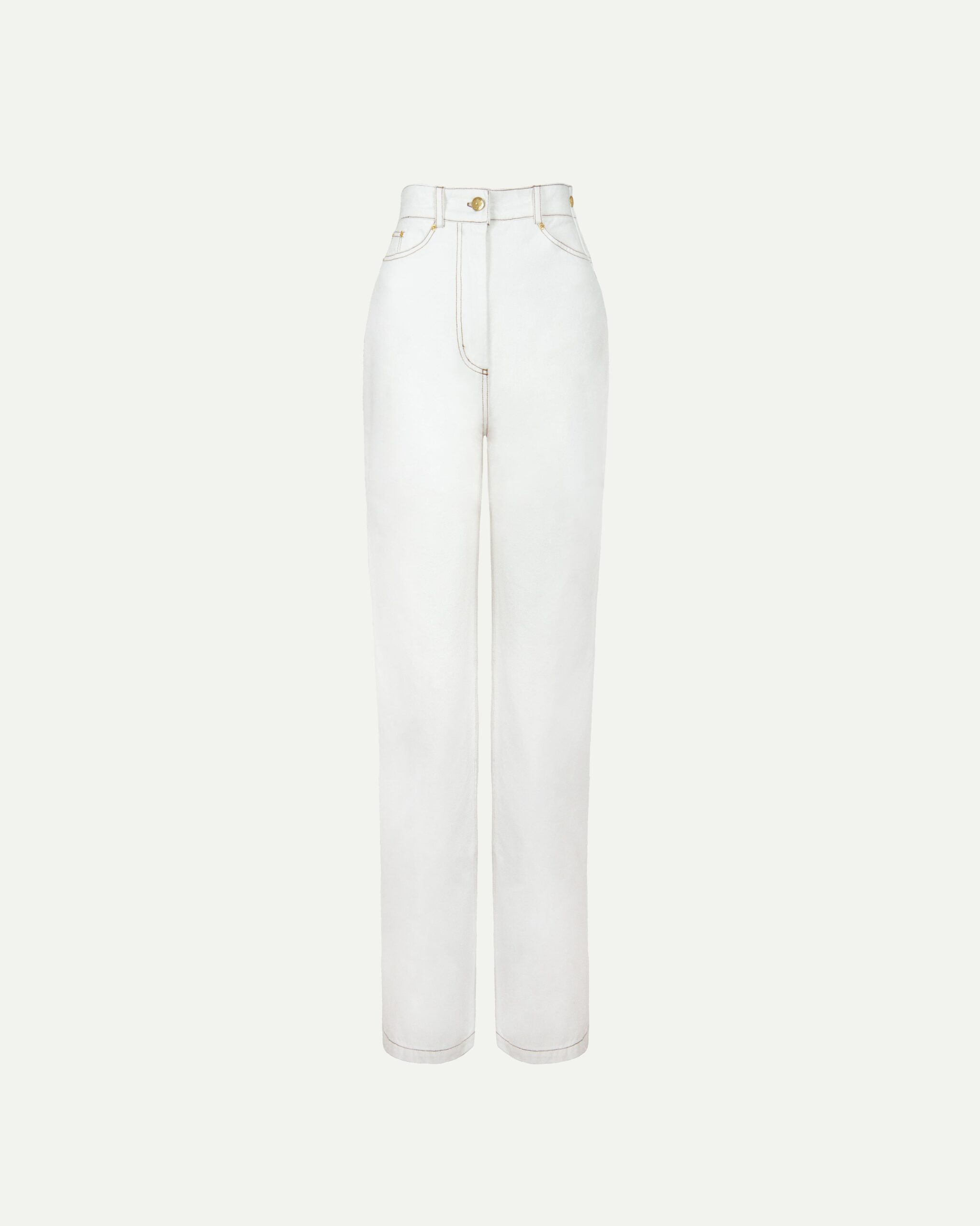 White jeans with a slit at the thigh