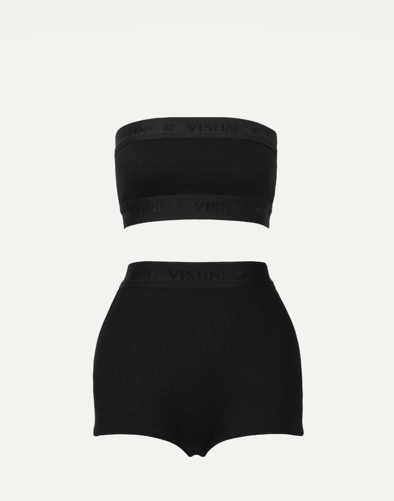 Black underwear set: top and shorts