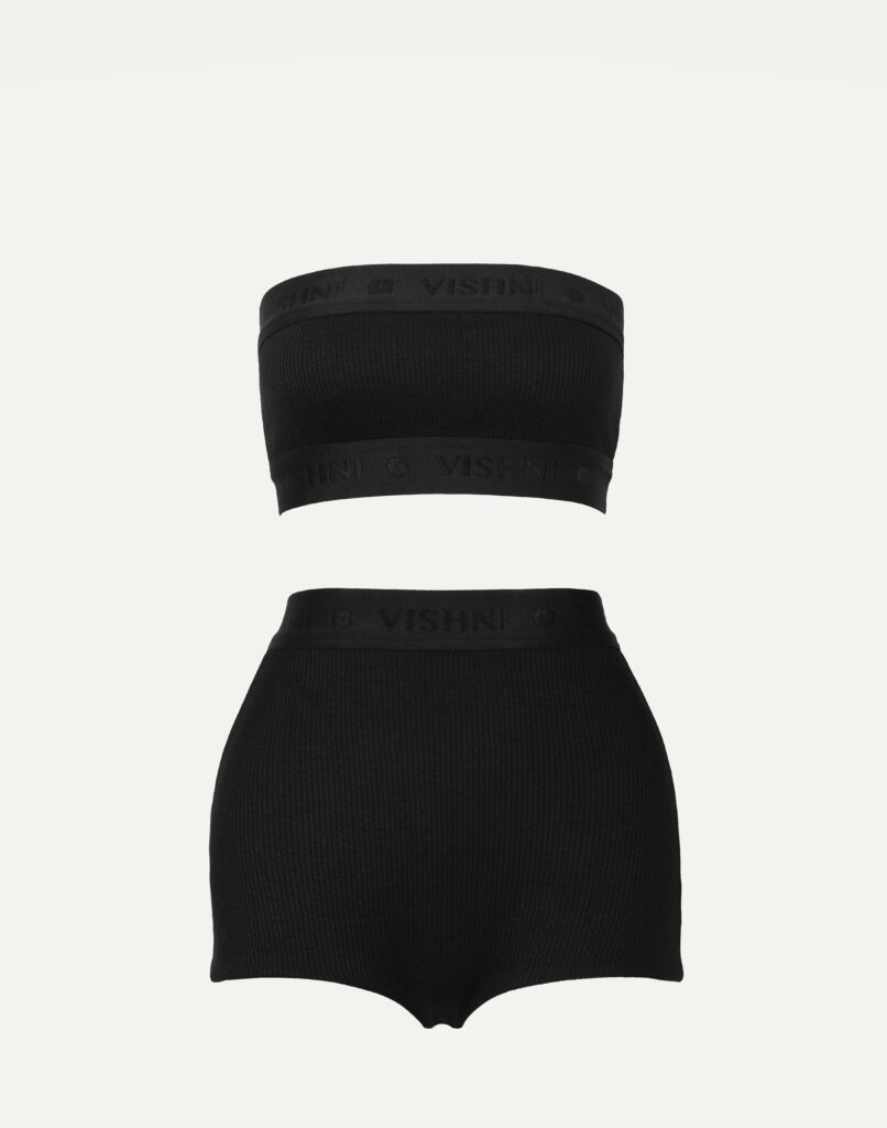 Black underwear set: top and shorts