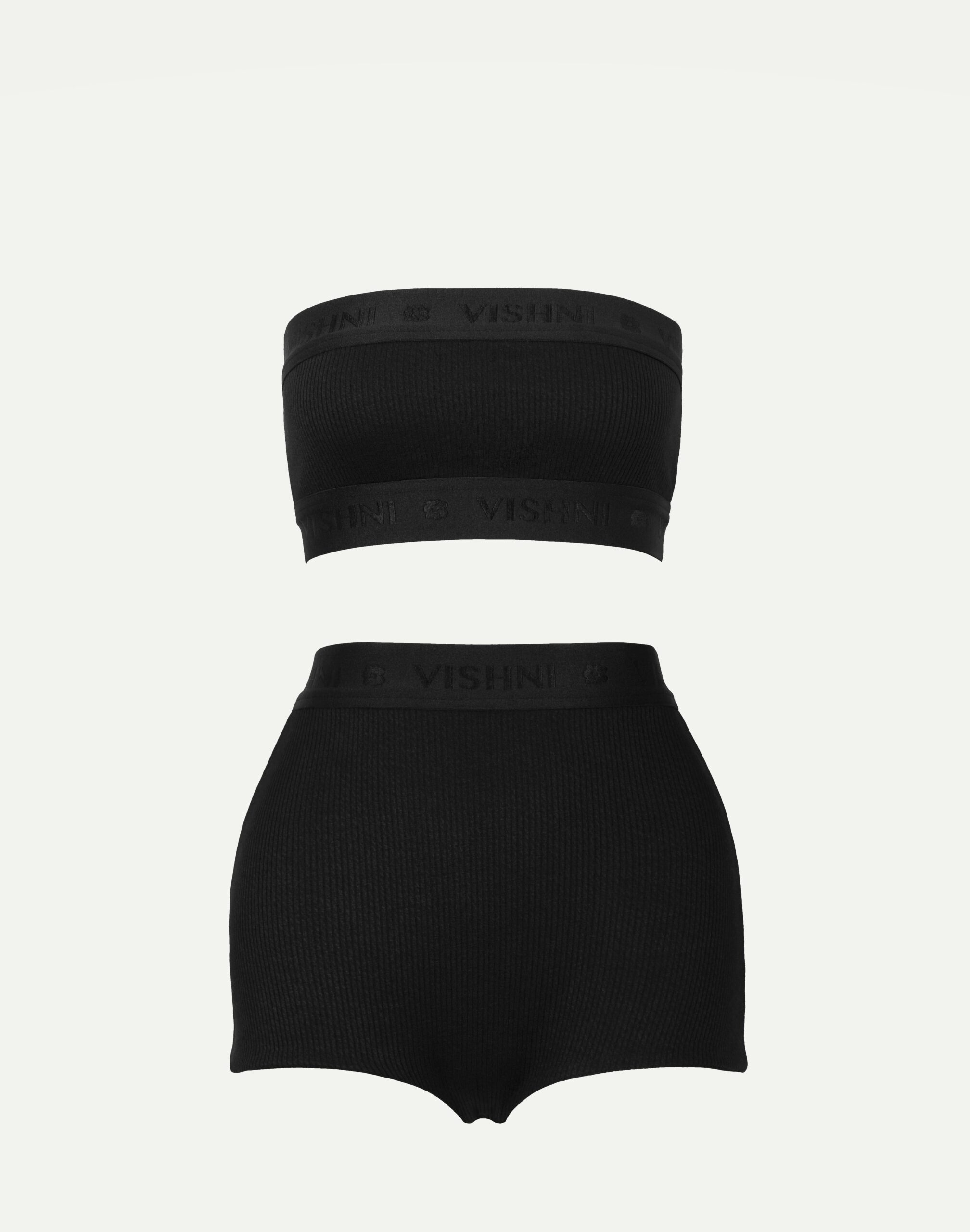 Black underwear set: top and shorts