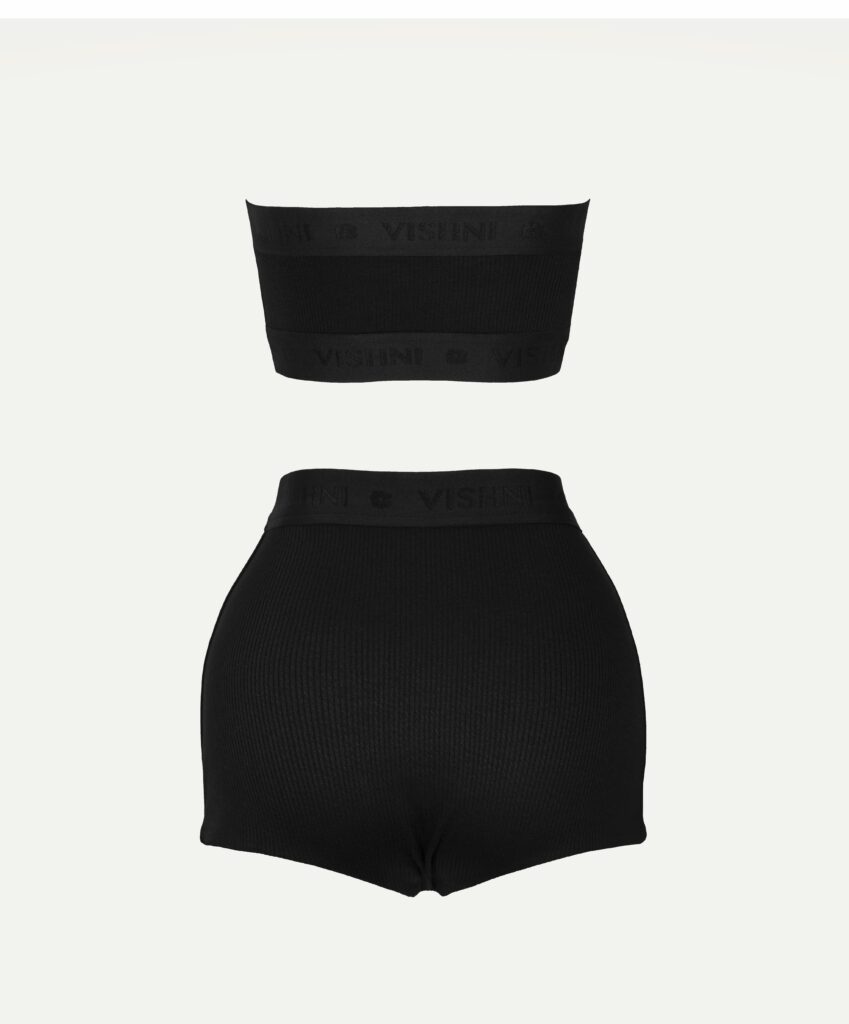 Black underwear set: top and shorts