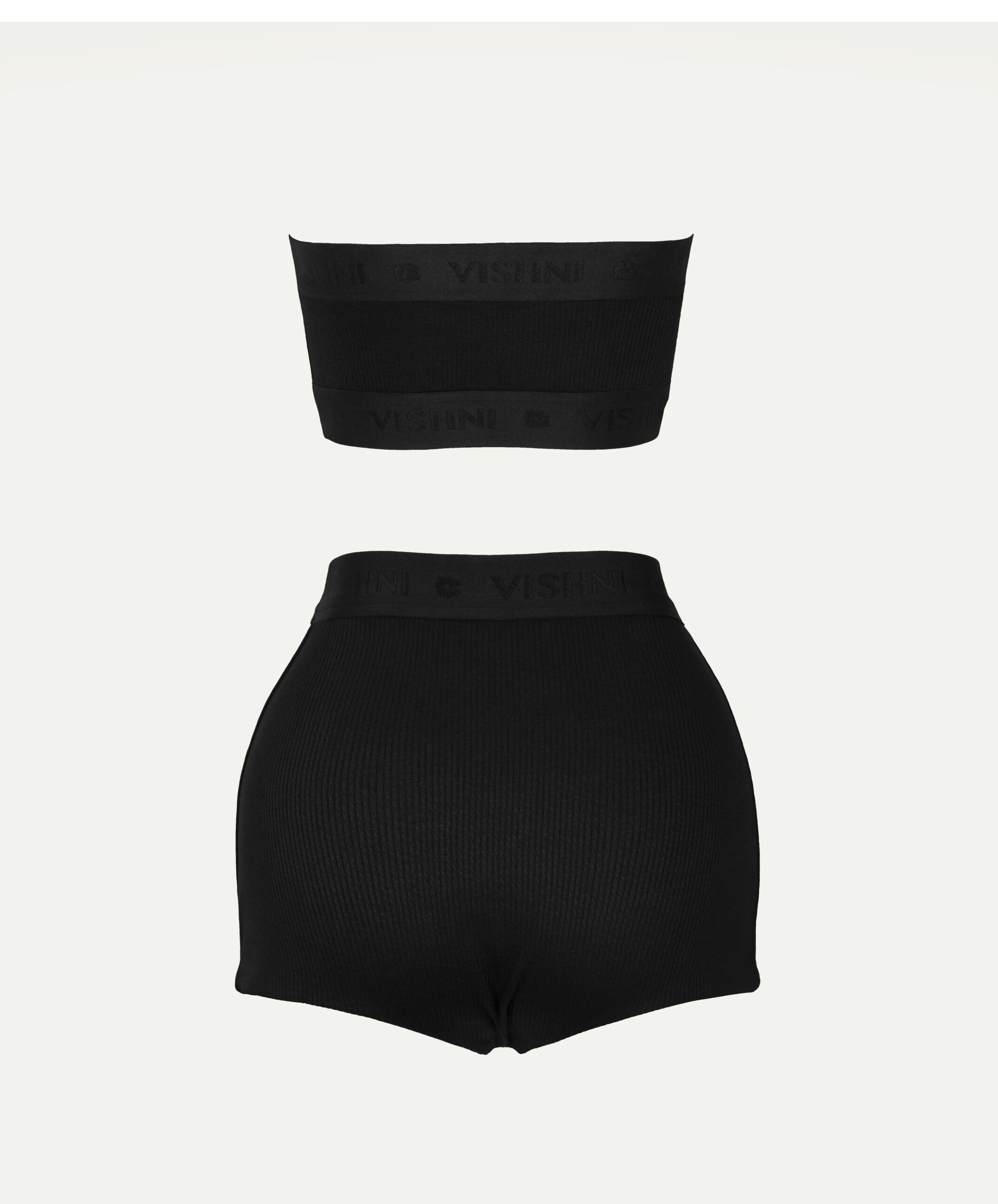 Black underwear set: top and shorts