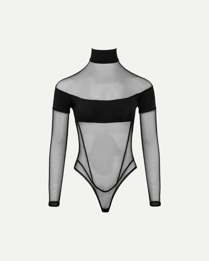 Black bodysuit with mesh