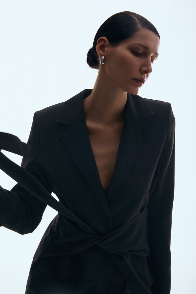 Black double-breasted blazer
