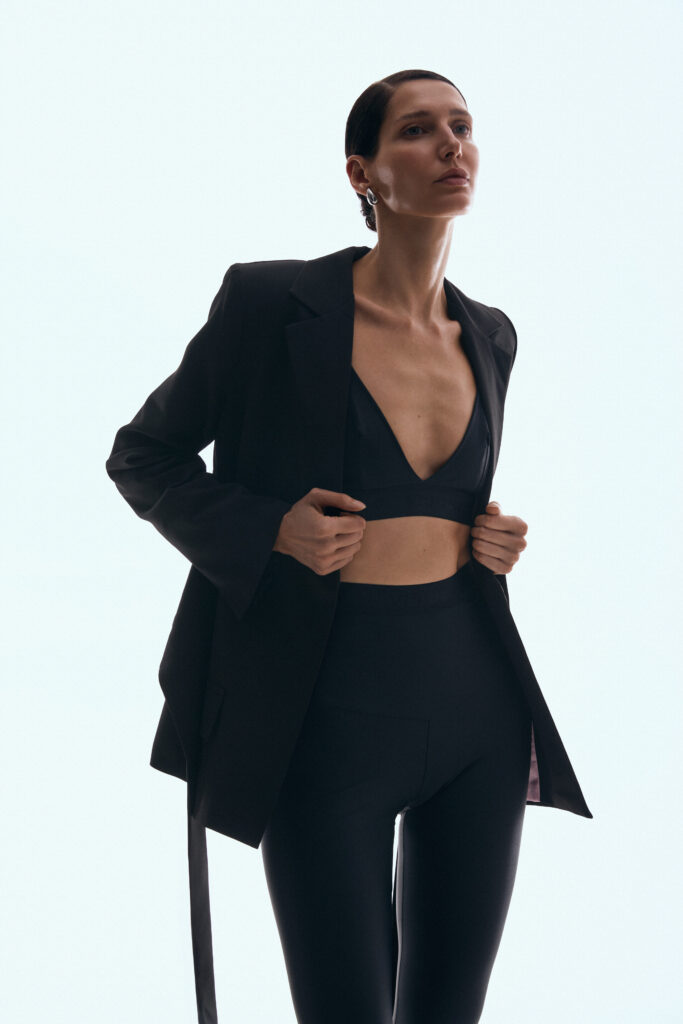Black double-breasted blazer