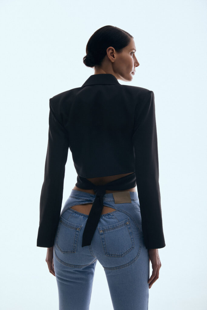 Short black wrap blazer