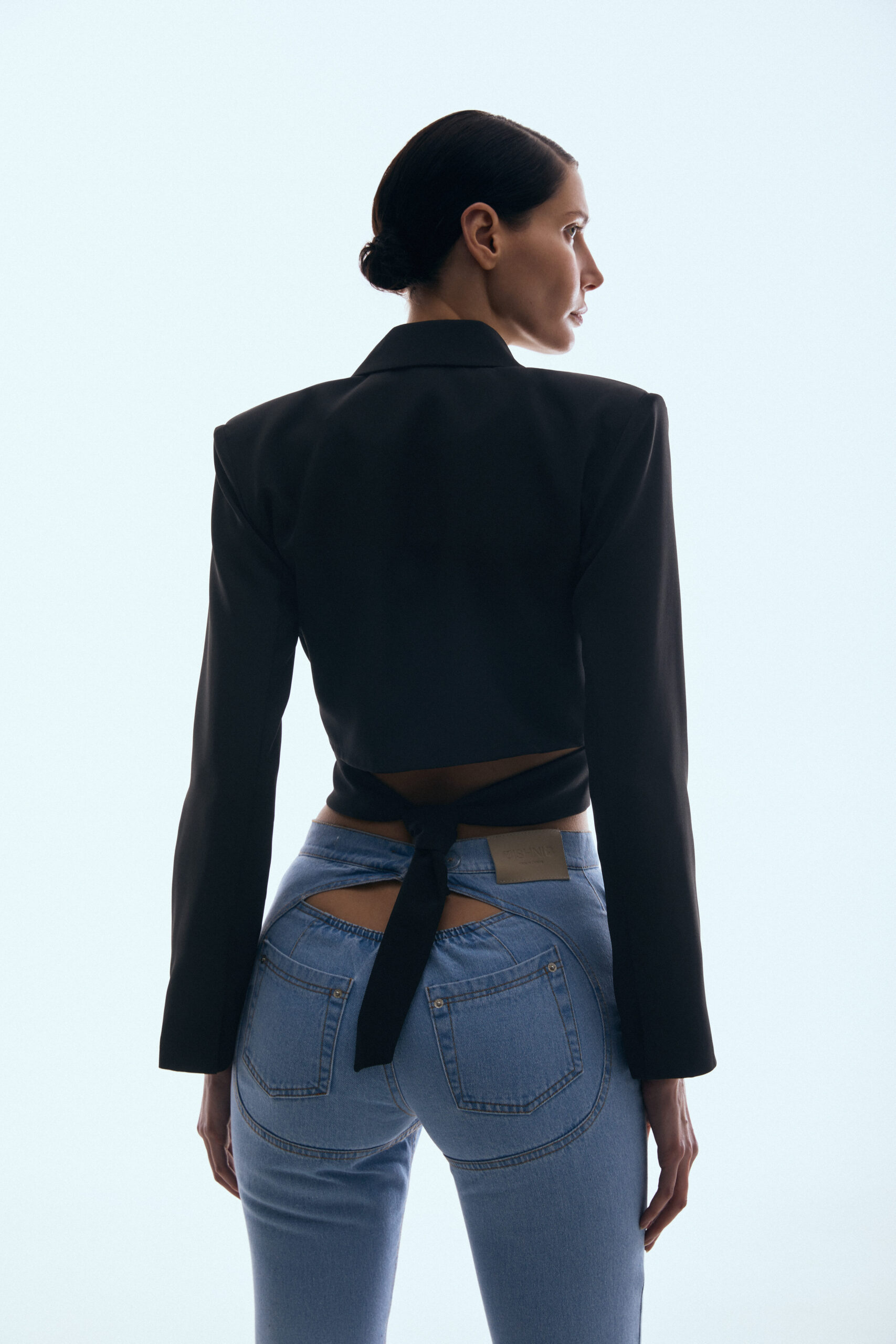 Short black wrap blazer