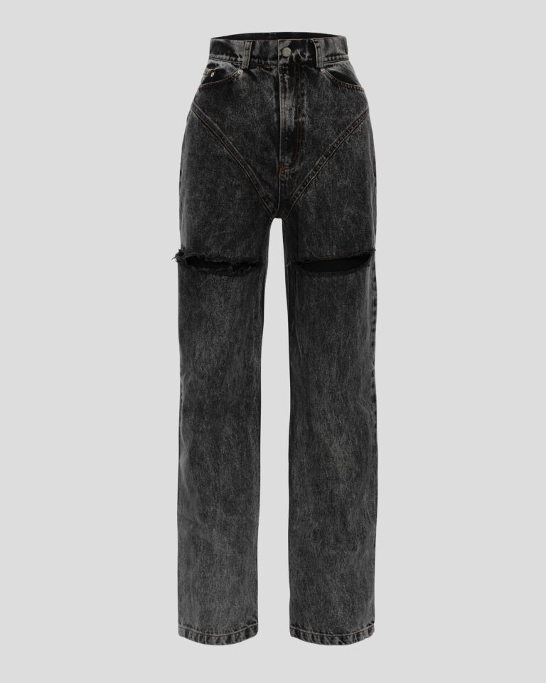 Jeans with front cutouts