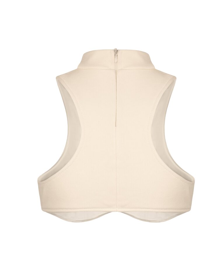 Top with Cups and High Neck White