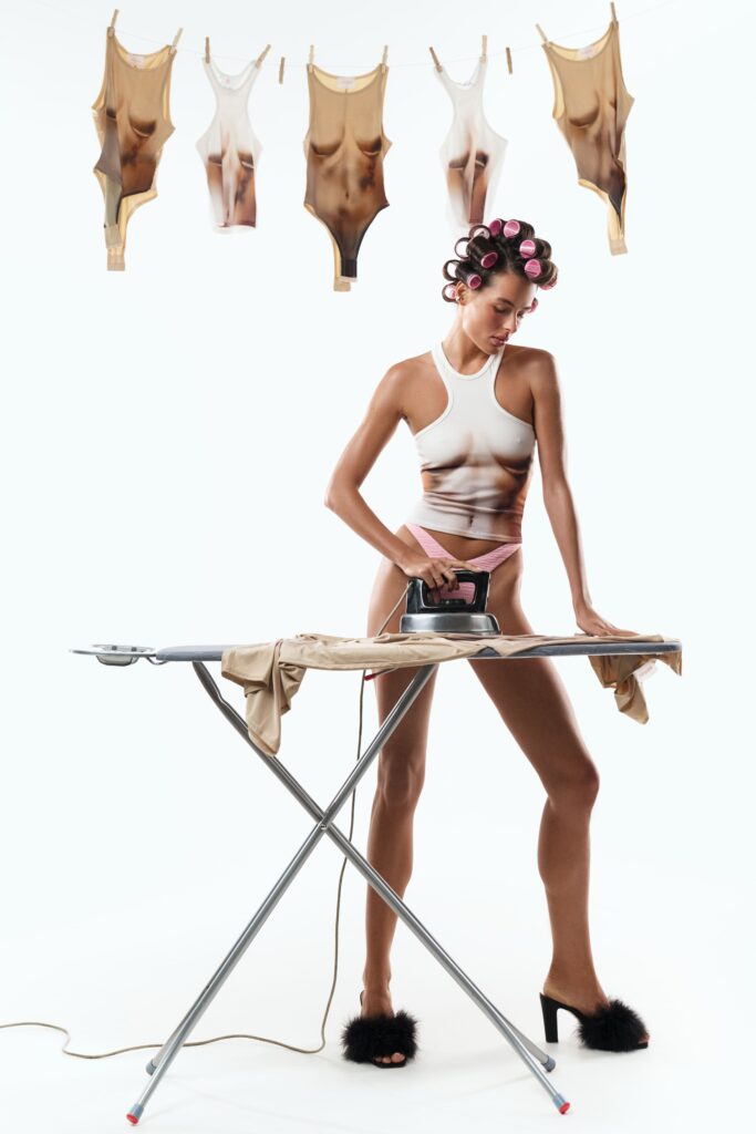 T-shirt with imitation of a woman's body is white