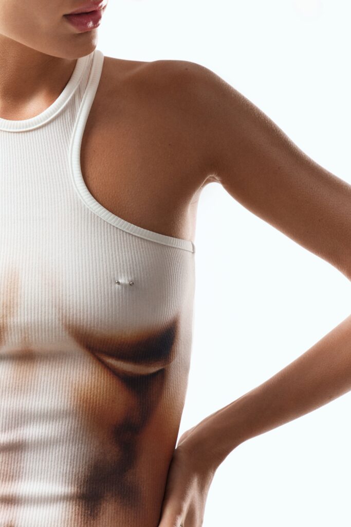 T-shirt with imitation of a woman's body is white