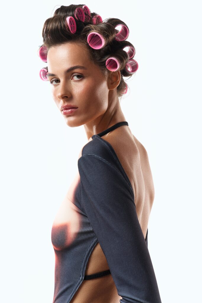 Body with an open back with imitation of a female body, black