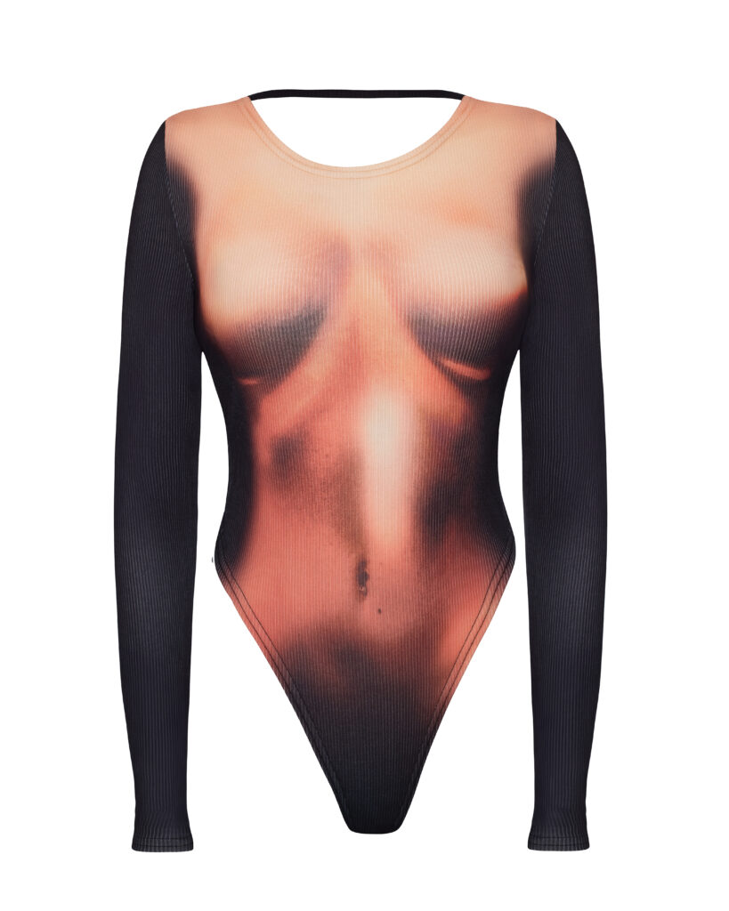 Body with an open back with imitation of a female body, black
