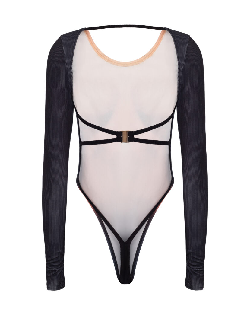 Body with an open back with imitation of a female body, black