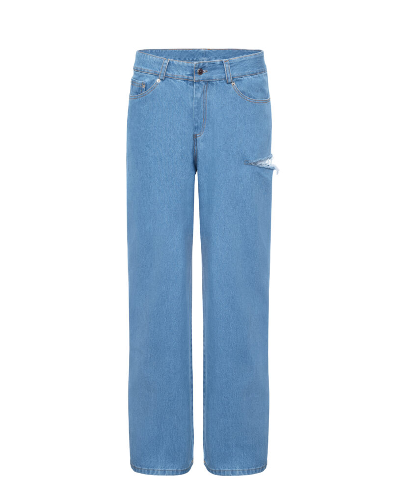Low-rise blue jeans