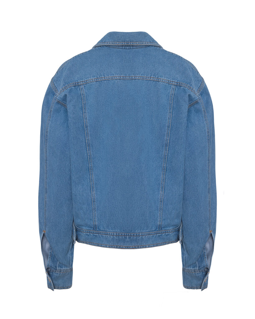 Denim jacket with a free cut, blue
