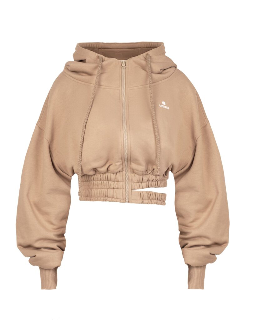 Short jacket with a hood Boyfriend (Boyfriend) mocha