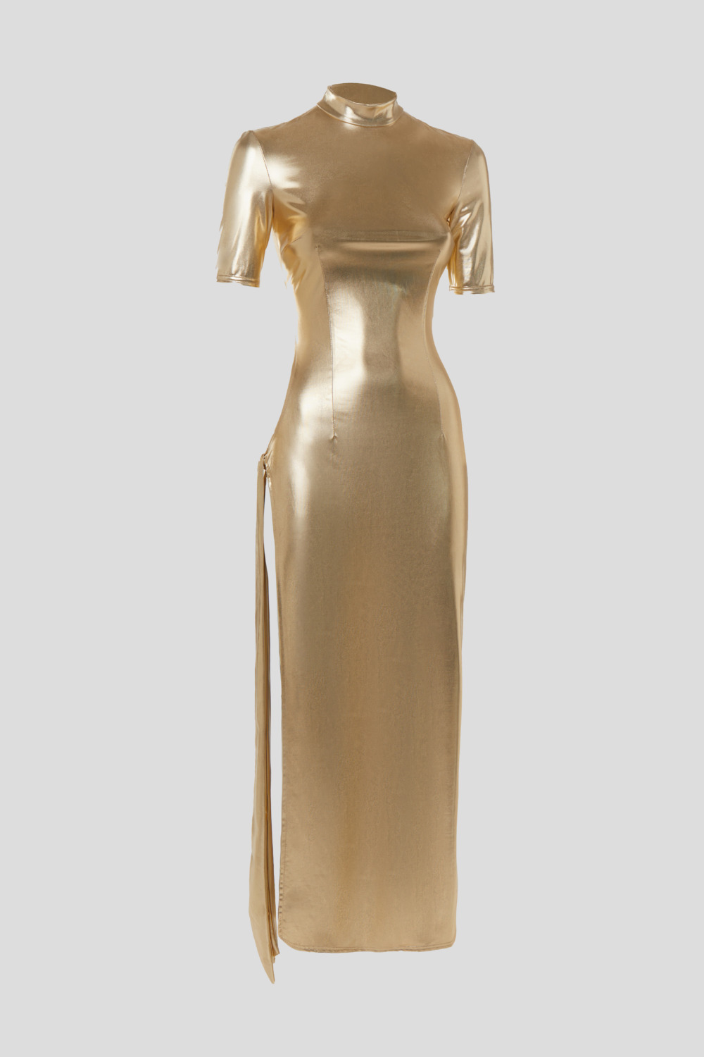 Gold Dress with High Slit