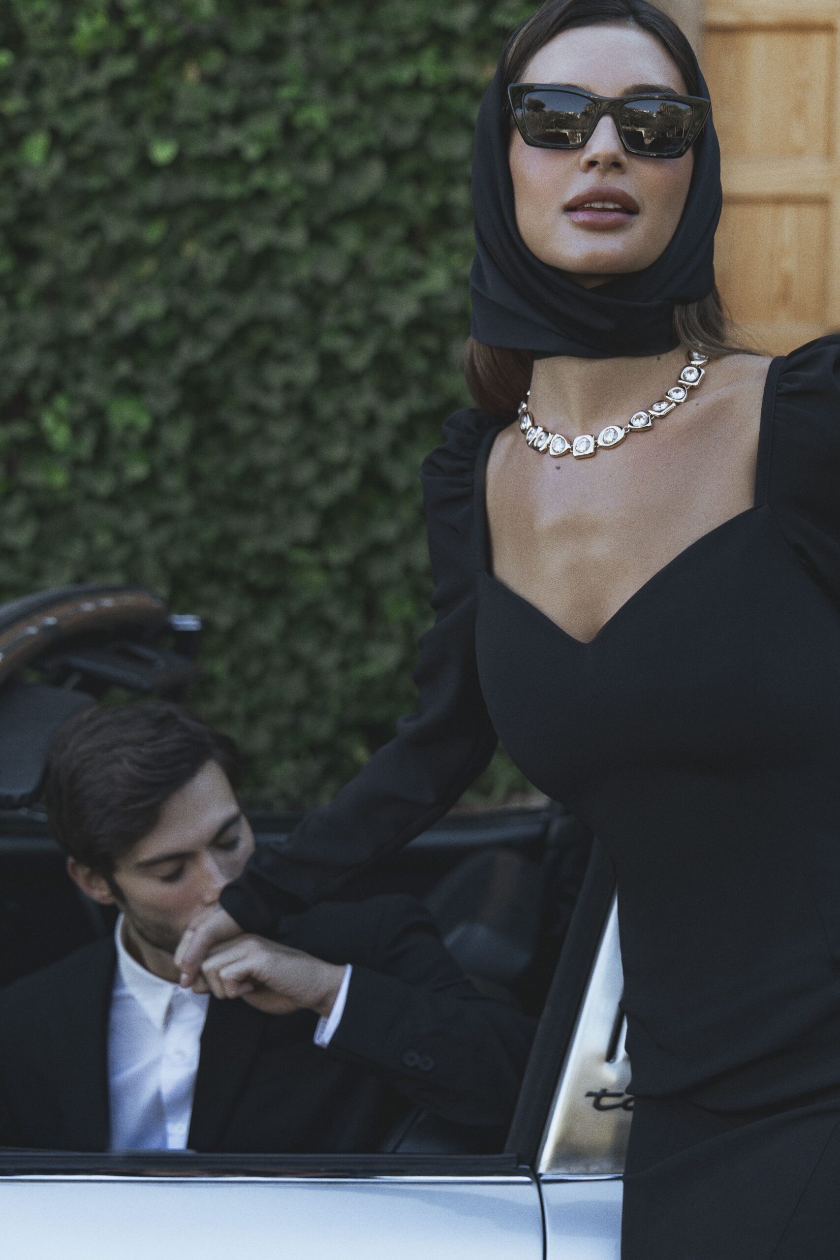Black fitted midi dress
