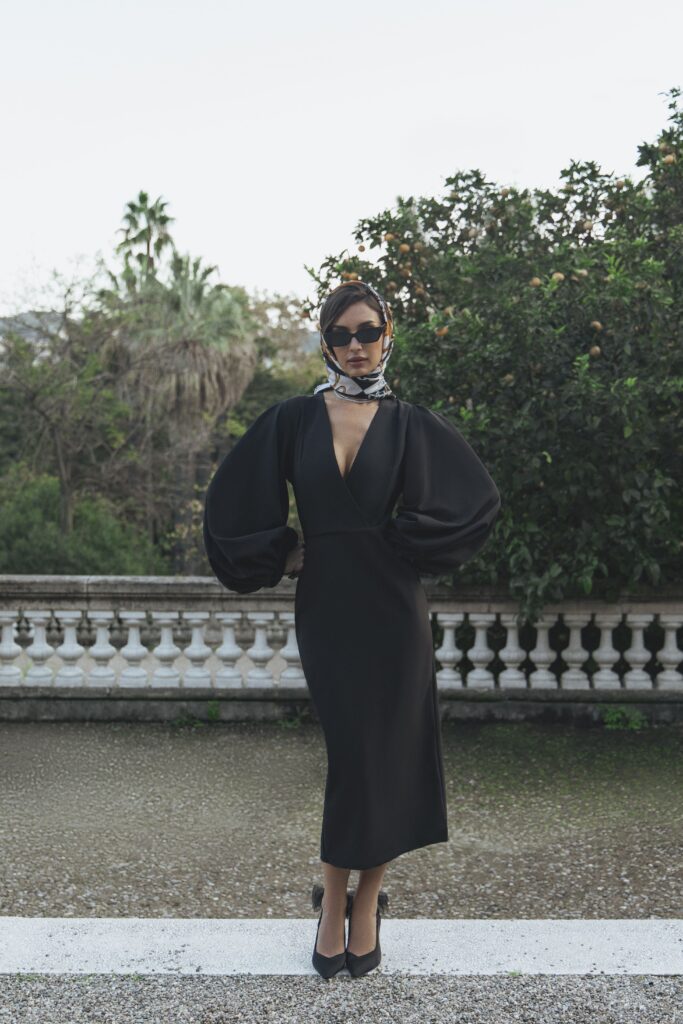 Black Dress with Faux Wrap