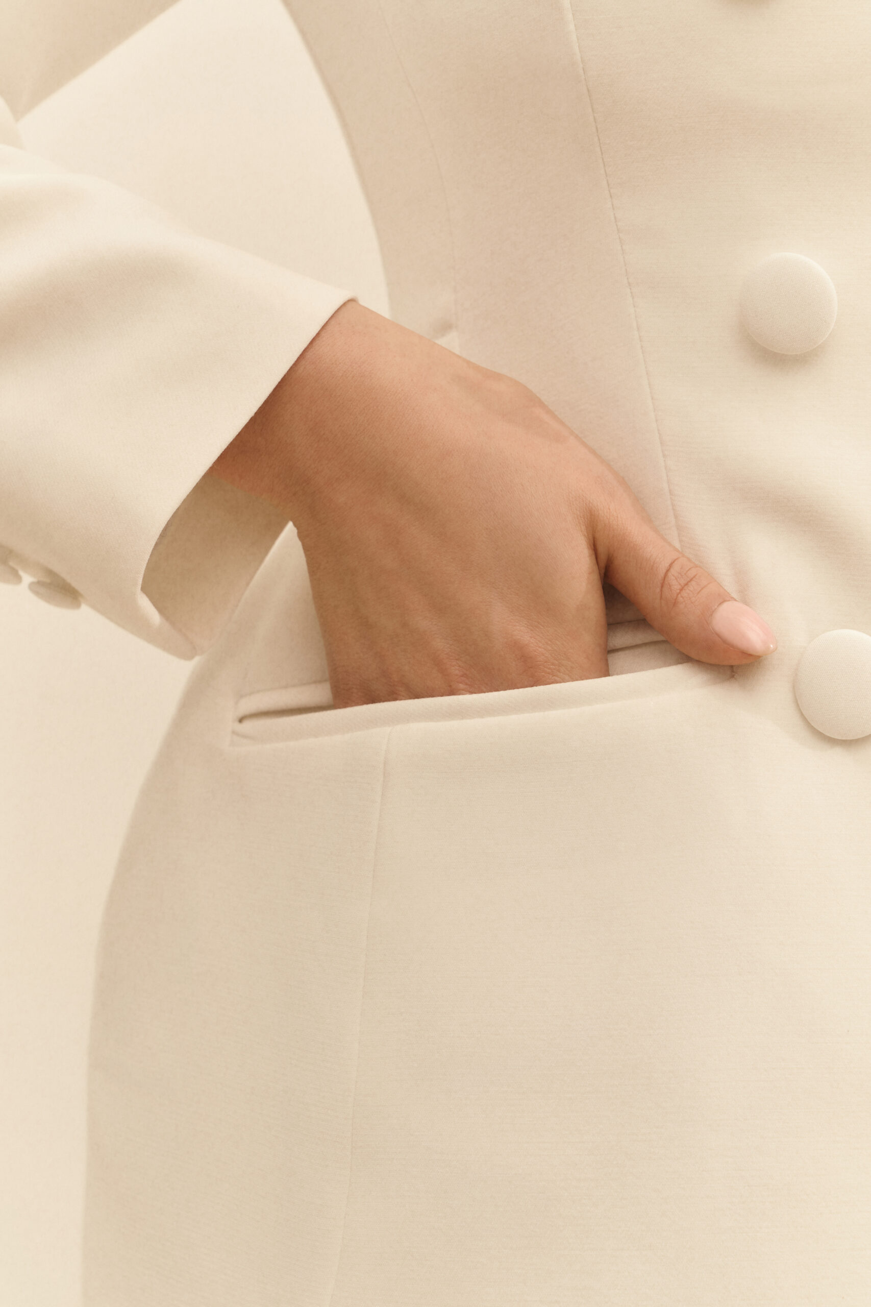Dress-jacket fitted with white stockings