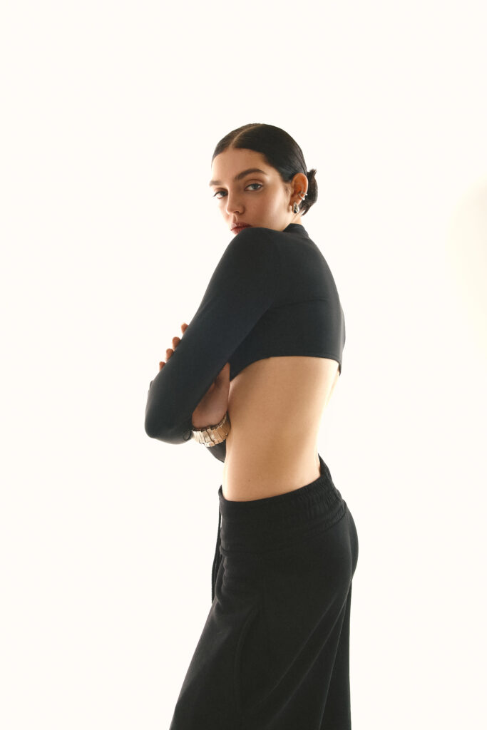 Black Long Sleeve Cup Top