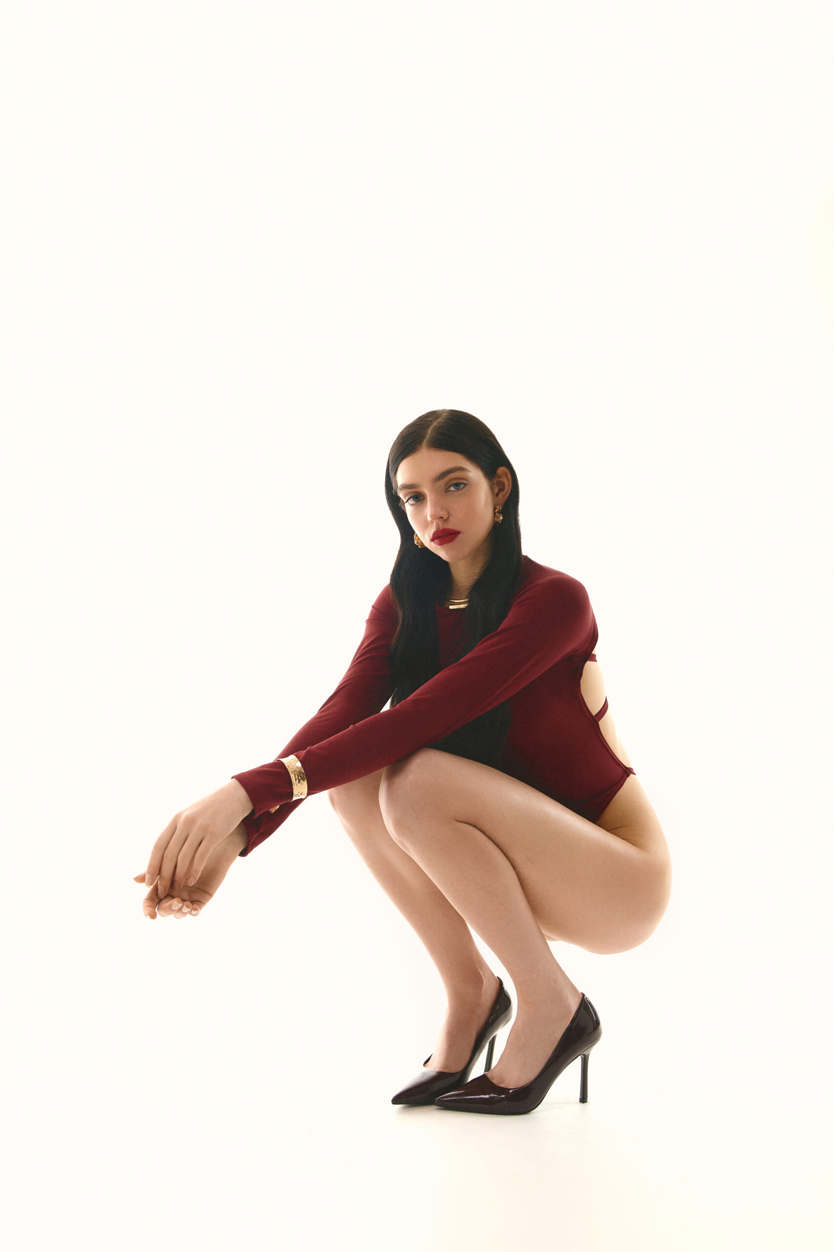 Body with open back burgundy
