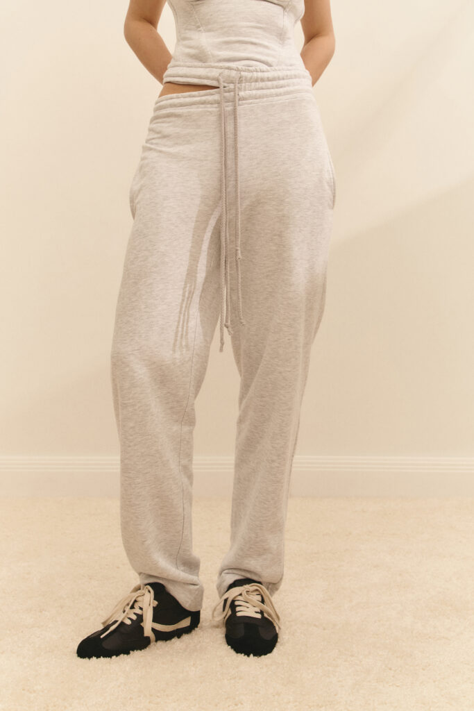 Gray low-rise pants