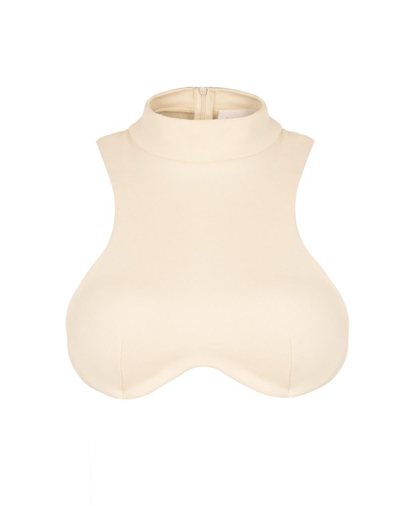 Top with Cups and High Neck White