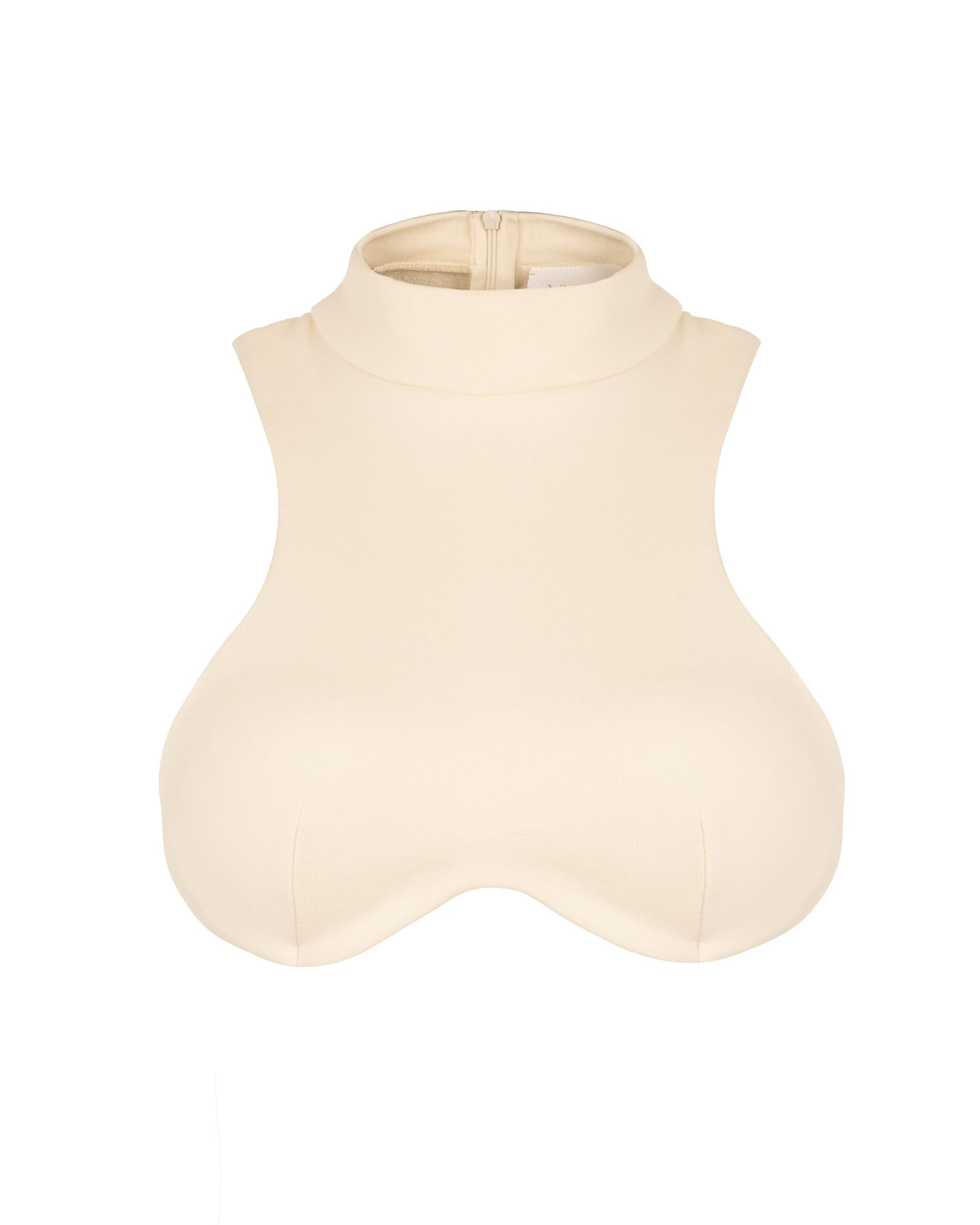 Top with Cups and High Neck White