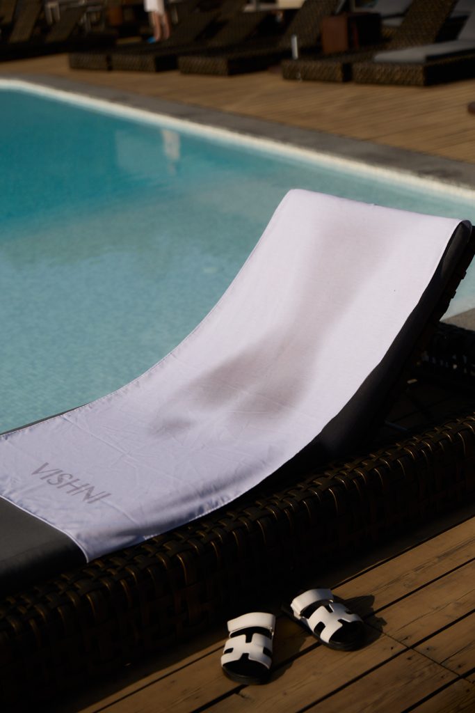 Beach Towel Made of Thin Linen with a Female Body Print