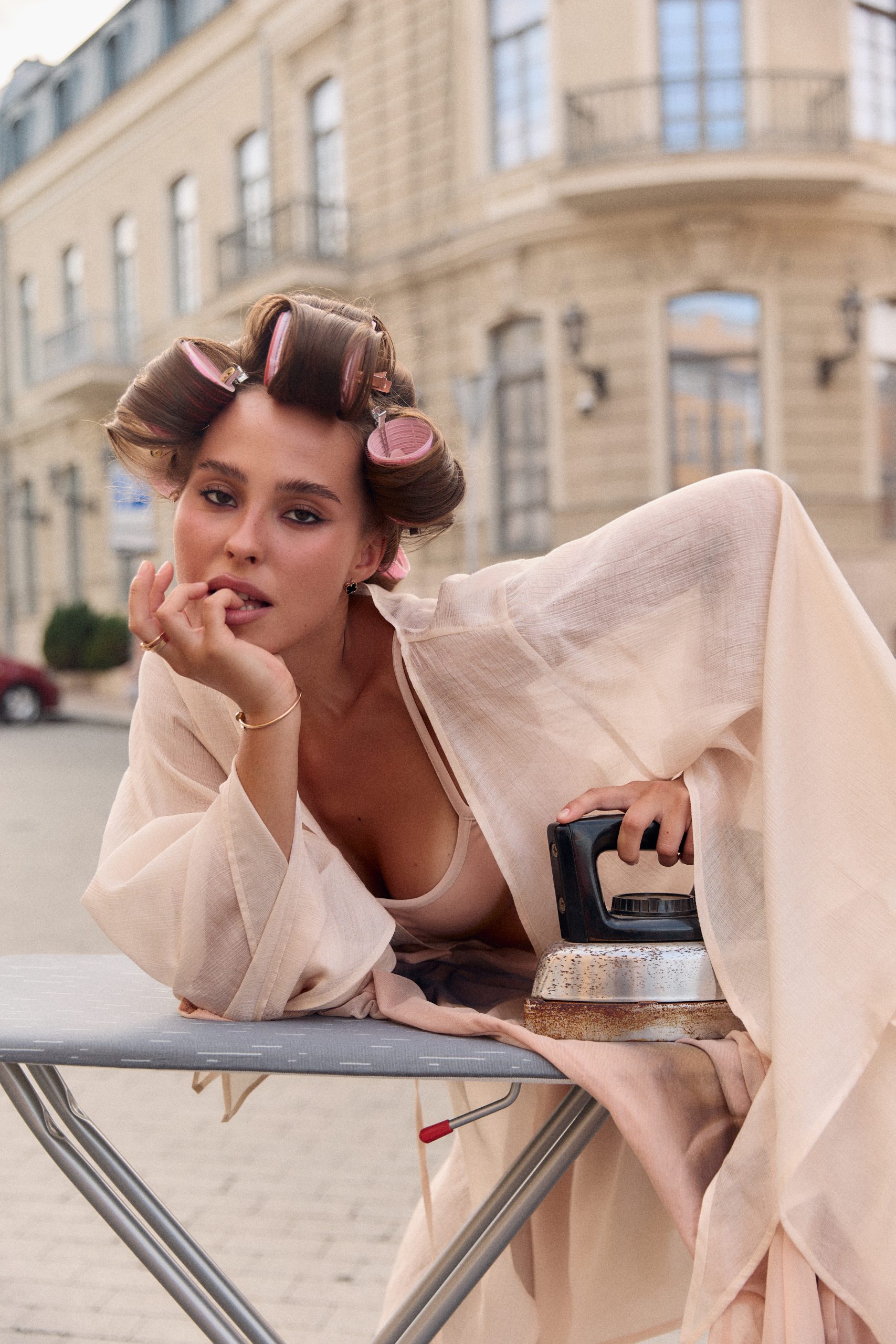Short Beige Chiffon Cover-Up