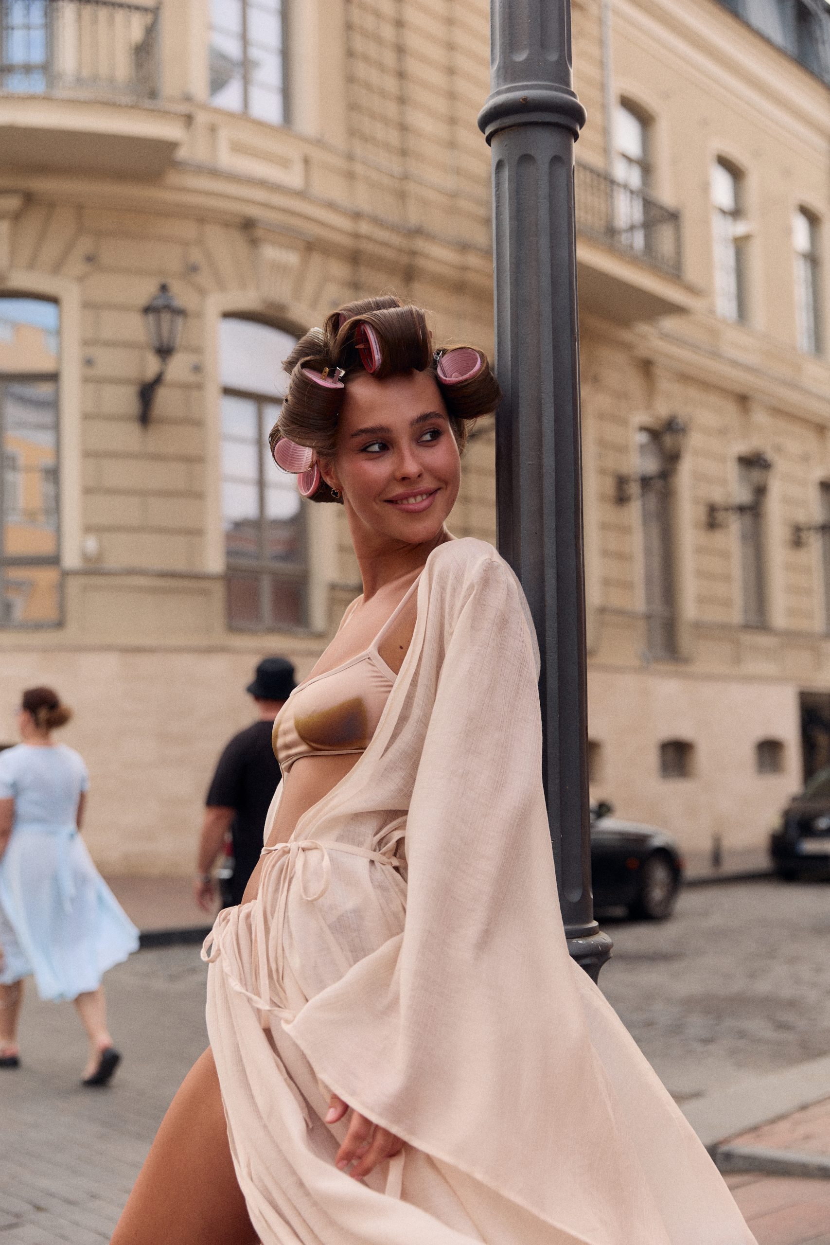 Short Beige Chiffon Cover-Up