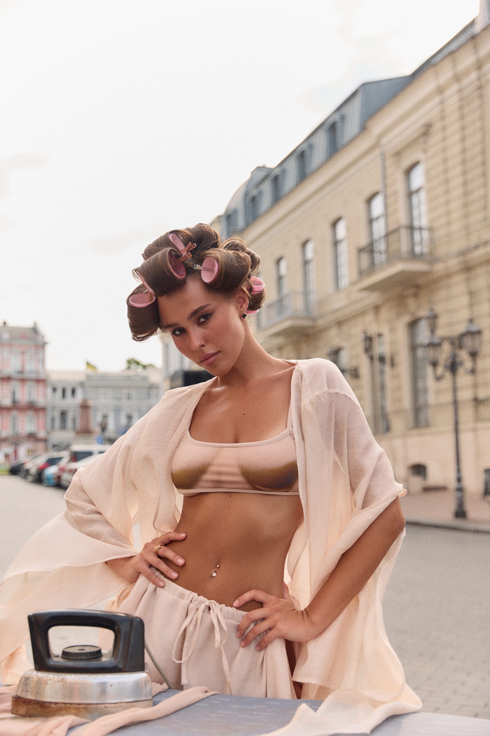 Short Beige Chiffon Cover-Up