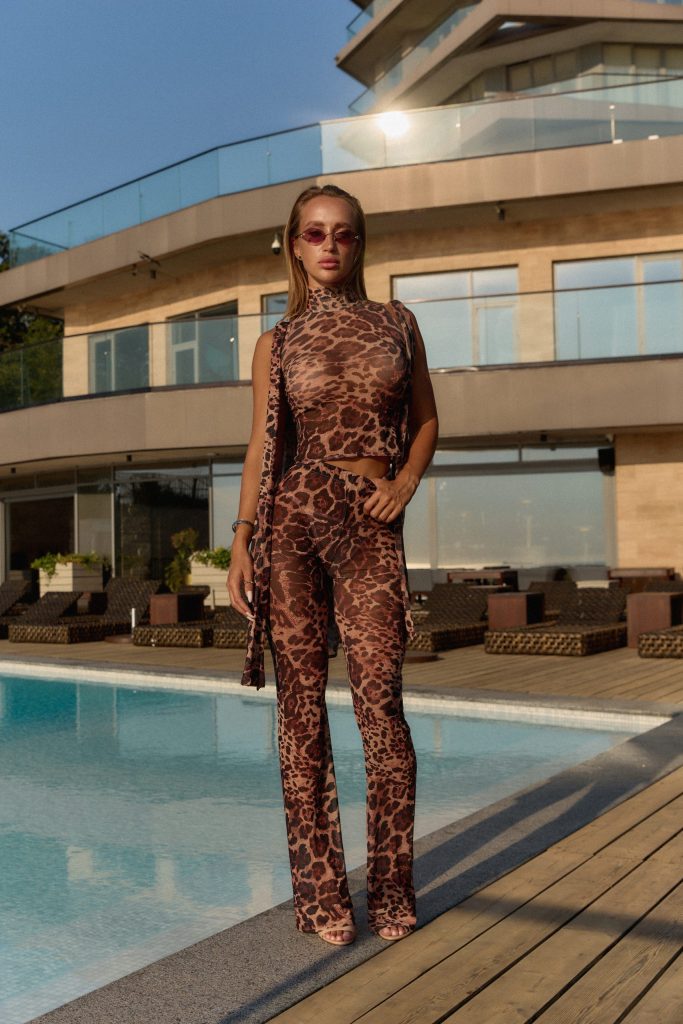 Mesh Set with Leopard Print